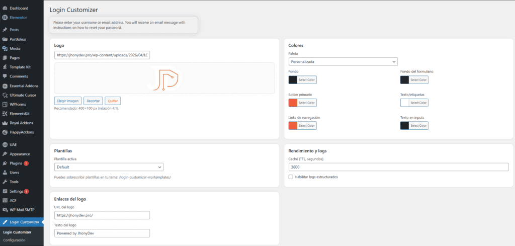 Login Customizer WP